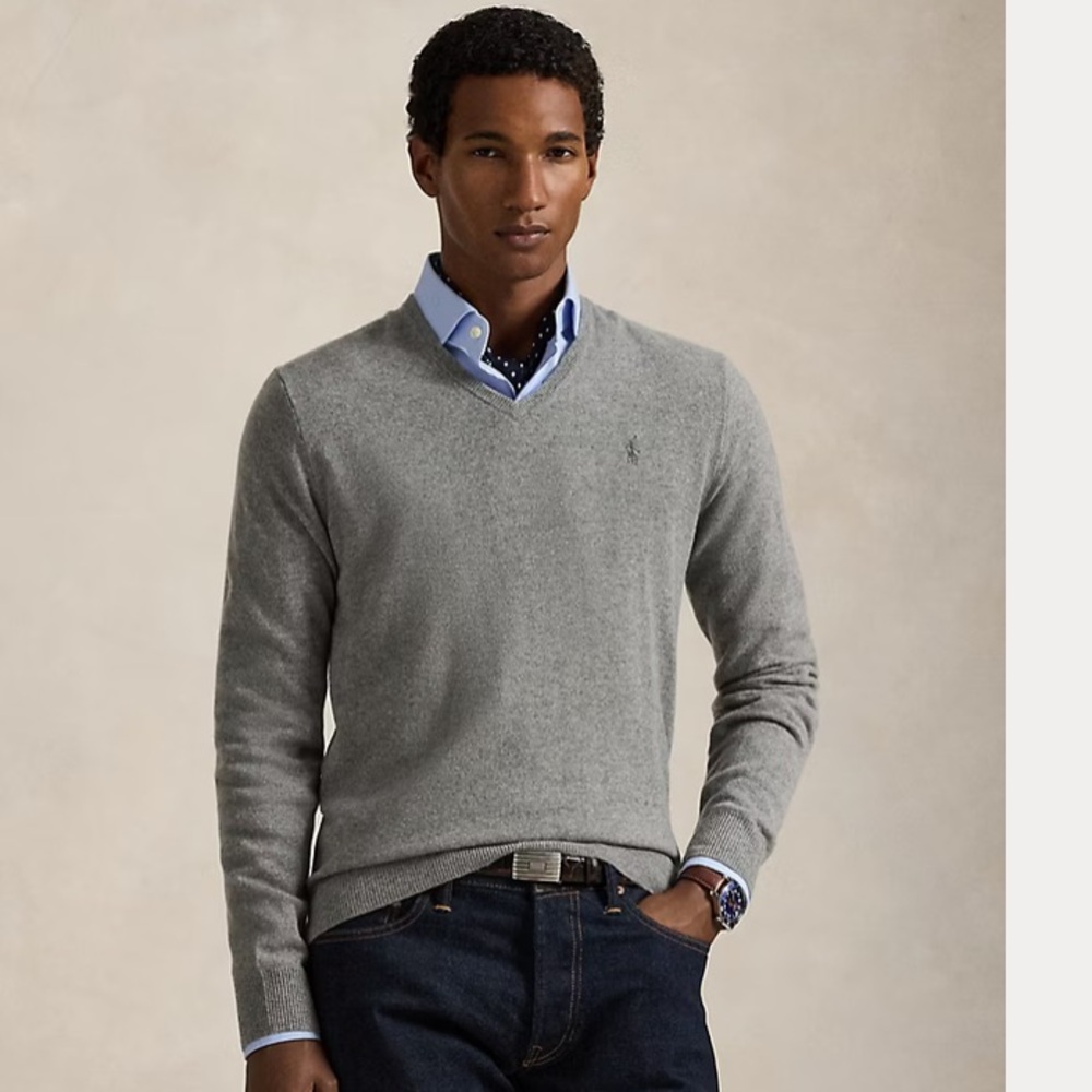 Ralph Lauren Charcoal V-Neck Sweater